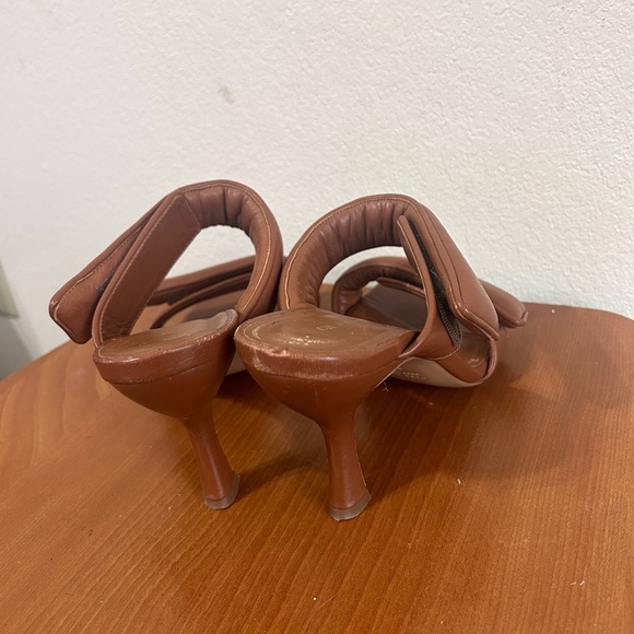 GIABORGHINI Perni Two-Band Puffy Slide High-Heel Sandals Brown Leather Size 38.5 - Picture 11 of 12
